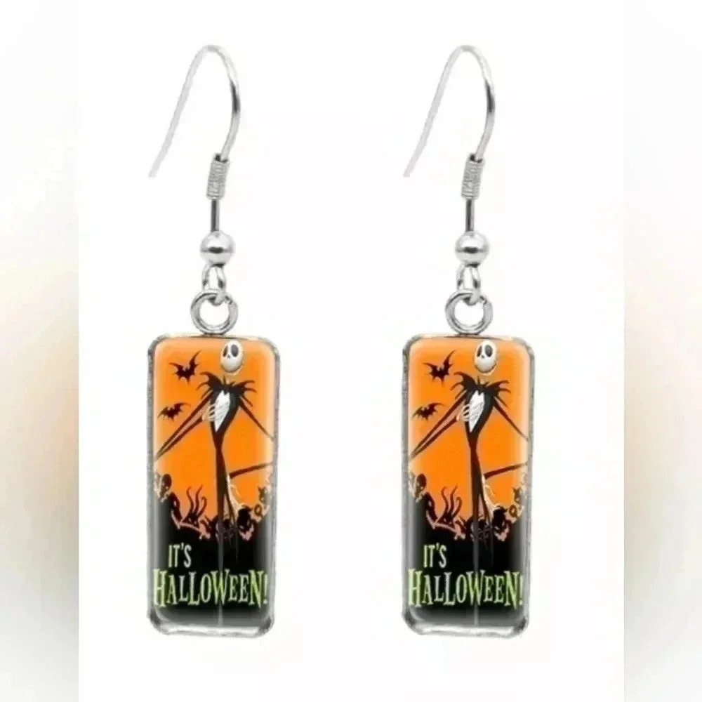 Nightmare B4 Christmas Jack glass done Earring - Picture 1 of 1